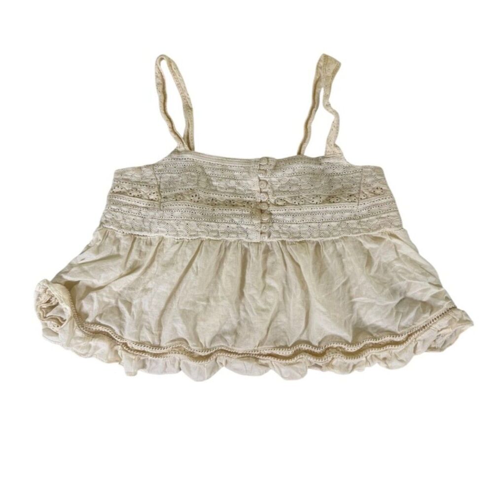 American Eagle Cream Boho Peasant Cropped Tank Top Size XS